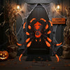 52-inch Halloween spider decoration with flickering warm white LEDs, featuring bright red eyes for spooky outdoor.