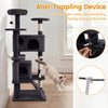 52-inch tall dark gray cat tree tower featuring padded perches, caves, and sisal-wrapped posts for climbing and.