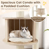 Spacious cat condo with a padded cushion and slatted design for ventilation, perfect for a cozy resting spot.