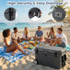 52 quart gray portable hard cooler with wheels, dual latches, and non-slip foot pads, ideal for beach outings and.