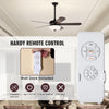 Handheld remote control for 52 inches walnut ceiling fan, featuring 3 speeds, 4 timer settings, and wall dock included.