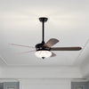 52-inch walnut ceiling fan with remote control, featuring 5 double-faced blades and a stylish light fixture for home.