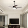 52-inch ceiling fan with walnut blades and stylish light fixture, designed for medium to large rooms with remote.
