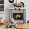 Black 52 x 31 inch fireplace screen with herringbone pattern, providing safety from sparks and enhancing decor.