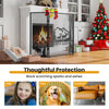 Black 52 x 31 inch fireplace screen with herringbone pattern, protecting kids, pets, and furniture from sparks and.