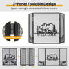 Black 52 x 31 inch fireplace screen with high-density mesh, foldable design, and decorative herringbone pattern for.