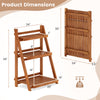 Foldable 3-tier solid wood plant stand with slatted shelves, ideal for patio or balcony, measures 24" x 36".