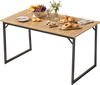 Spacious 53" acacia wood patio dining table with a 1.97" umbrella hole, perfect for outdoor gatherings and stability.