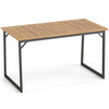 Acacia wood patio dining table with a 1.97" umbrella hole, designed for up to 6 guests, ideal for outdoor gatherings.