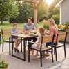 Spacious 53" acacia wood patio dining table with umbrella hole, perfect for outdoor gatherings and family meals.