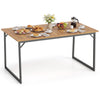 Acacia wood patio dining table with a spacious 53" x 27.5" surface, perfect for outdoor gatherings and meals.