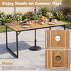 53" acacia wood patio dining table with built-in umbrella hole, perfect for outdoor dining and gatherings.