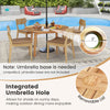 53-inch outdoor acacia wood dining table with integrated umbrella hole, suitable for 4-6 people, perfect for poolside.