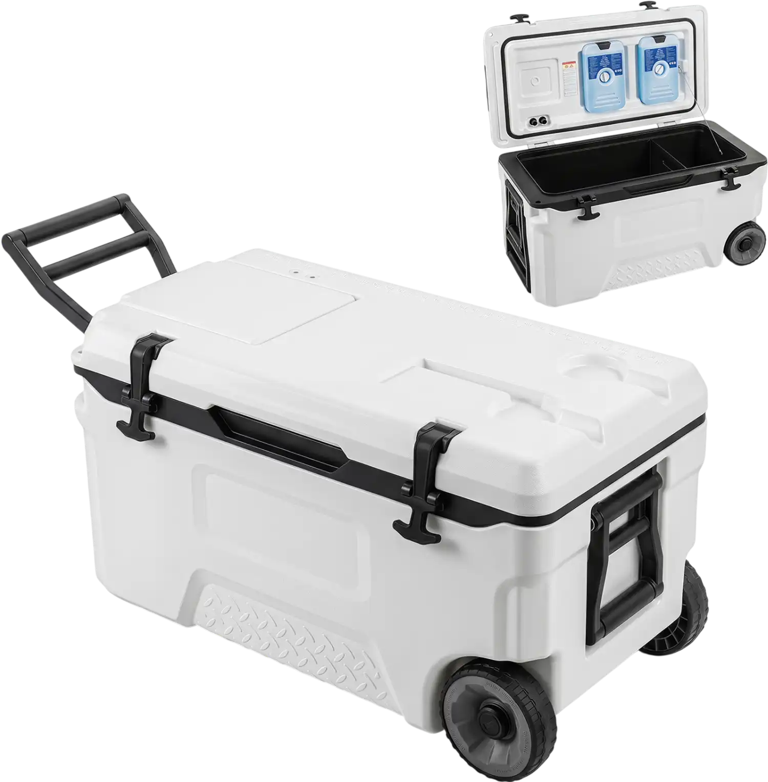 Costway 53 Qt Portable Rolling Cooler w/ Fish Ruler Outdoor 39171307 New