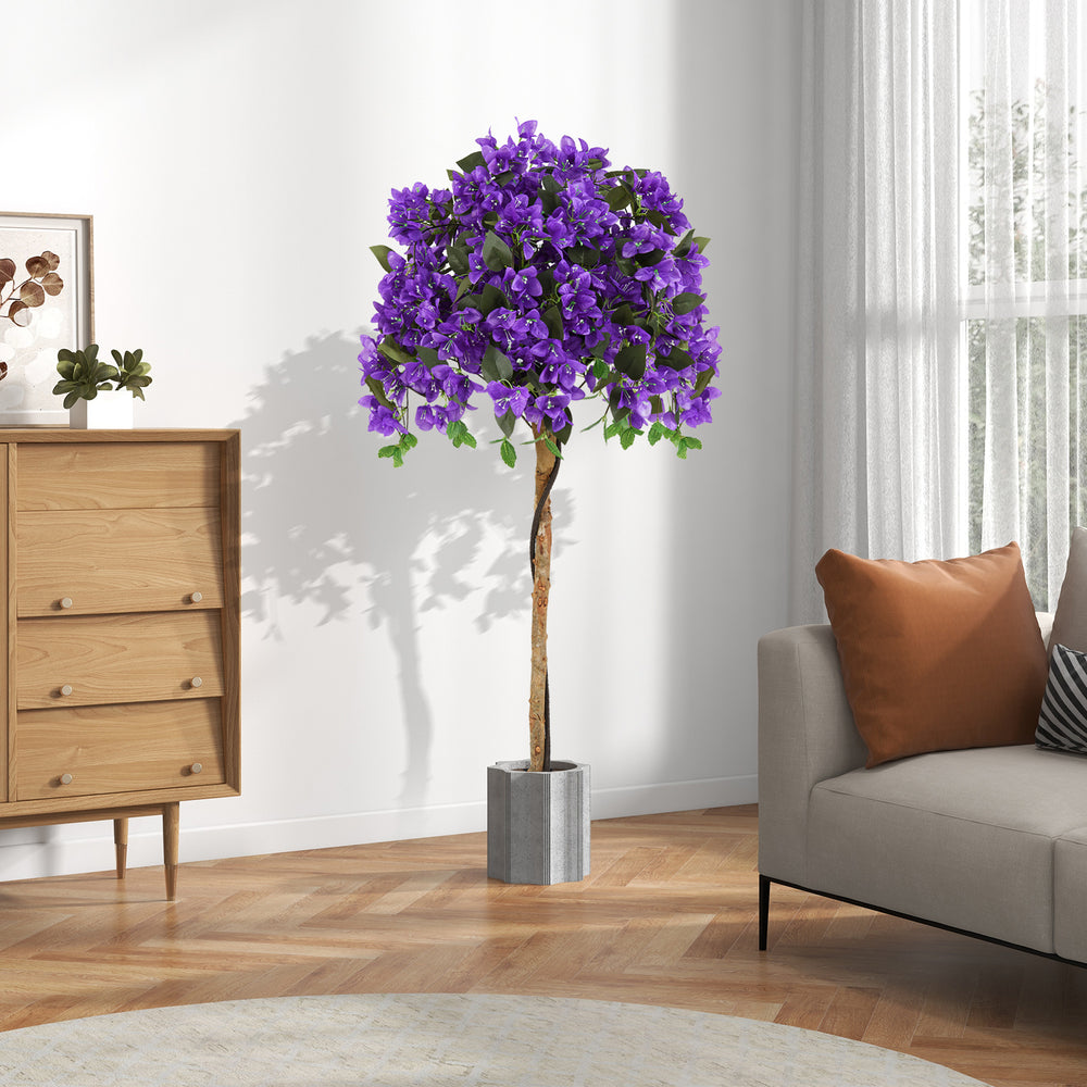 4.5 Feet Artificial Azalea Tree with Cement Pot-Purple - Gallery View 1 of 10