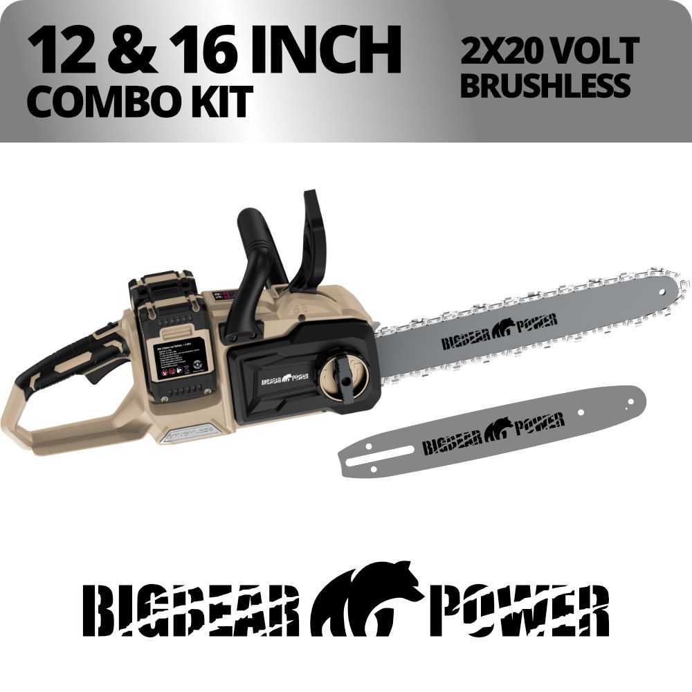 BigBear Power BB1216 Electric Chainsaw Combo 12" and 16" Dual Bar 4Ah 20V New