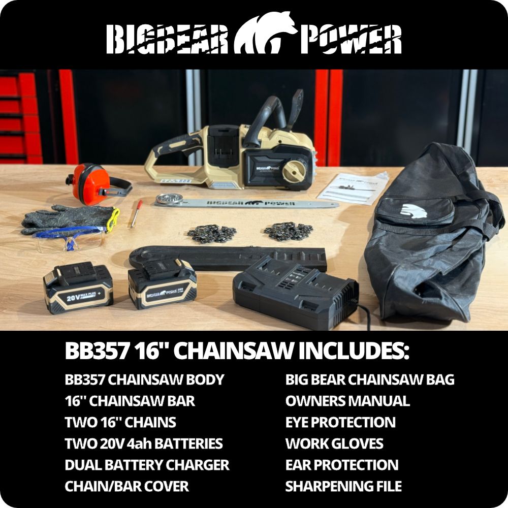 BigBear Power BB357 Electric Chainsaw Kit 16" Dual Speed 4Ah 20V New