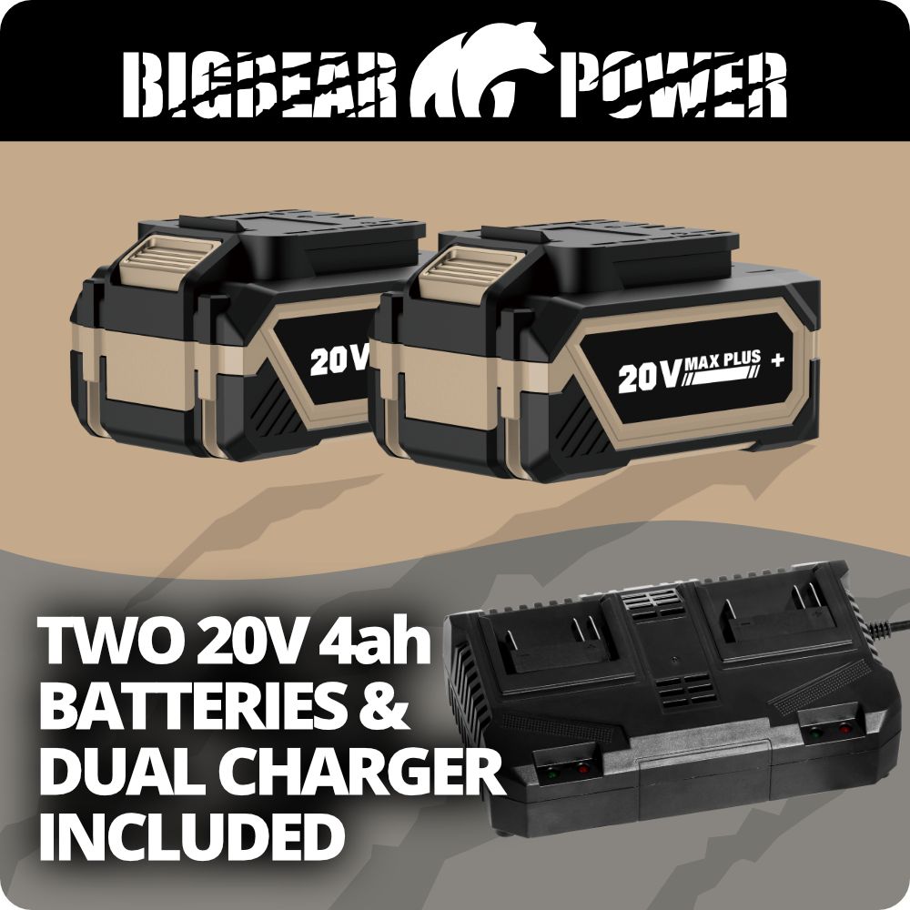 BigBear Power BB1216 Electric Chainsaw Combo 12" and 16" Dual Bar 4Ah 20V New