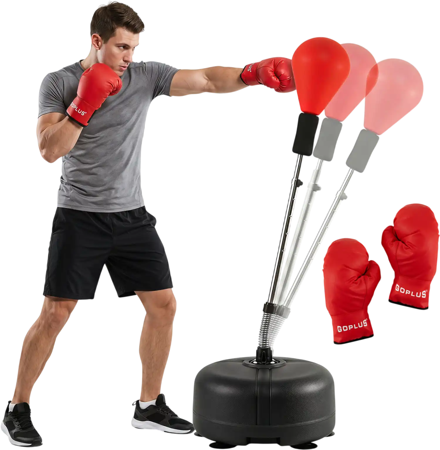 Costway Height Adjustable Punching Bag with Stand for Teens Adults 80692964 New