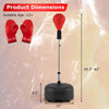 Height adjustable punching bag with a solid base, red reflex ball, and wear-resistant gloves for teens and adults.