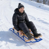 54 Inch Wood Snow Sled with Metal Runners and Steering Bar-Blue - Gallery View 1 of 10