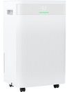 54-pint dehumidifier in white with smart touch control, large tank, and wheels for easy mobility in homes up to 4500.