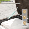 PE rattan storage bin with waterproof liner and premium gas strut for smooth opening, ideal for patio cushion storage.