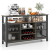 Costway Buffet Sideboard 55-Inch with 8-Bottle Wine Rack and Glass Holder New