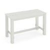 White 55-inch wooden dining table with rounded corners, seating 4 to 6 people, ideal for dining rooms and kitchens.