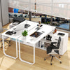 L-shaped 55" white desk with 3 drawers, adjustable shelf, and USB ports, ideal for home office organization.