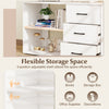 Reversible L-shaped desk with adjustable shelf, three drawers, and USB ports for versatile home office storage.