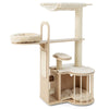Multi-level cat tree with removable cushions, sisal scratching posts, and modern design for climbing and resting.