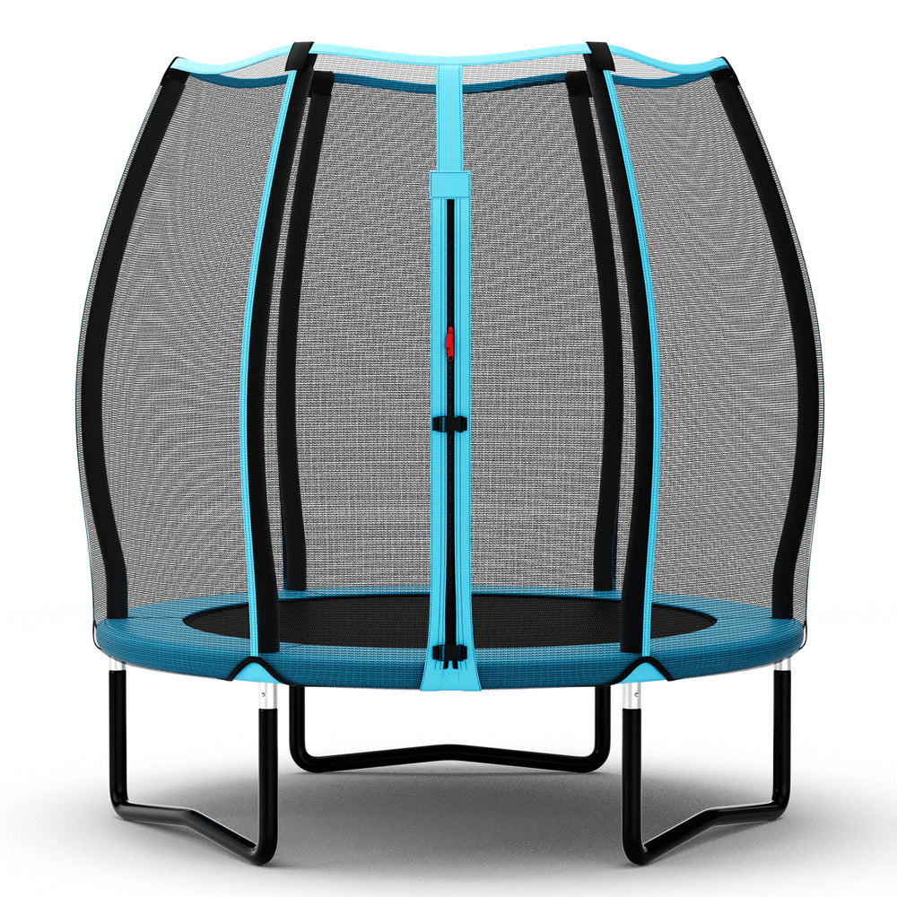 55-inch blue trampoline for kids with safety enclosure net and robust galvanized steel frame, ideal for indoor and.
