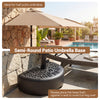 Semi-round patio umbrella base in black, designed for half umbrellas, offers stability with a sand-water mixture for.
