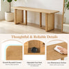 55" solid rubber wood dining bench with rattan legs features smooth rounded corners and adjustable foot pads for stability.