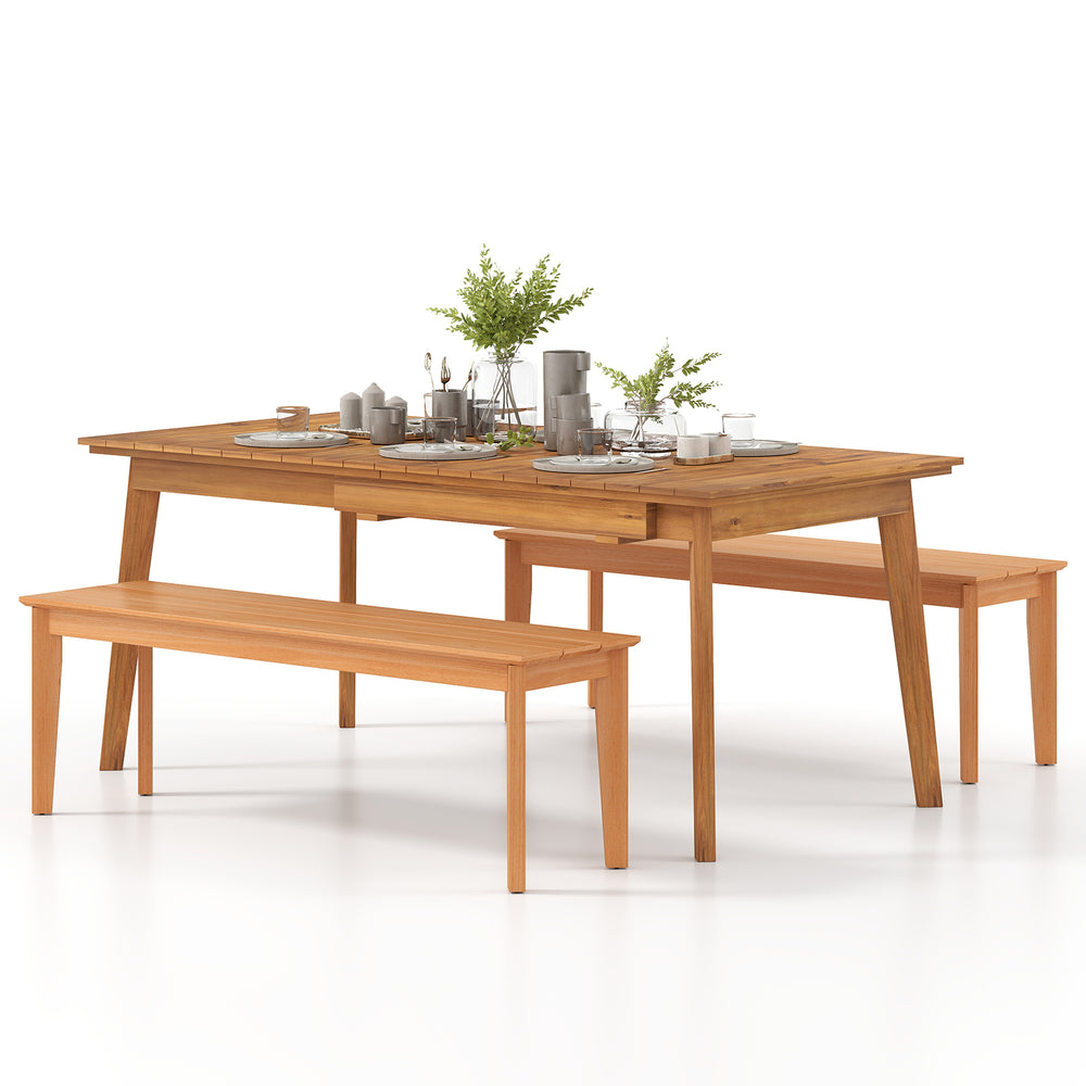 Teak wood outdoor bench with a solid construction, 880 lbs capacity, perfect for patio or garden seating.