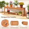 Teak wood bench with a solid construction, 880 lbs capacity, designed for outdoor stability in patio or garden settings.