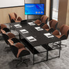 Black 55 x 24 inch computer desk with built-in power outlets, spacious surface, and under-desk storage for versatile.