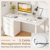 55" x 28" natural tabletop with dual cable management holes for organized workspace and efficient multitasking.