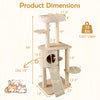 56-inch tall cat tree with 2 sisal scratching posts, ladder, and multiple platforms for climbing and lounging.