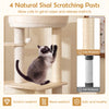 Cat tree featuring two fully wrapped sisal scratching posts for claw grinding and a sturdy birch plywood frame.