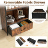 56" tall freestanding bookcase in rustic brown with a removable fabric drawer for organized storage and easy access.