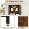 56" tall freestanding bookcase in rustic brown with adjustable foot pads and anti-tip brackets for stability and safety.