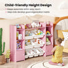 Large pink toy storage organizer with 8 removable bins and 6 cubbies, designed for easy access and child-friendly use.