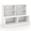 White entryway shoe cabinet featuring 4-cube storage and 2 compartments, ideal for organizing shoes and accessories.