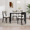 Set of 4 modern dining chairs with tilt backrest in black, featuring padded seats and rubber-wood legs for dining rooms.