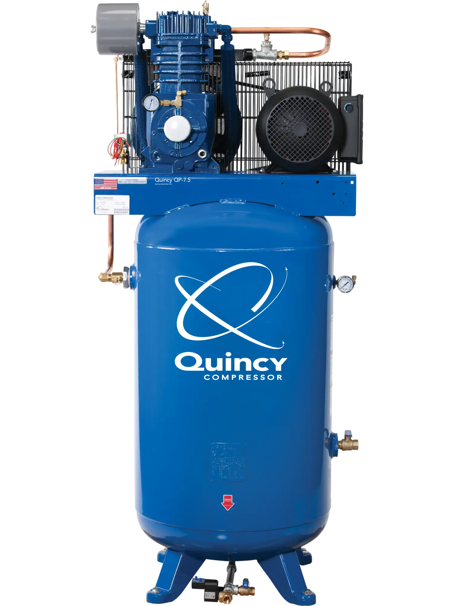 Quincy Compressor QP Air Compressor 7.5 HP, 80-Gal. Tank, 200V, 3-Phase New