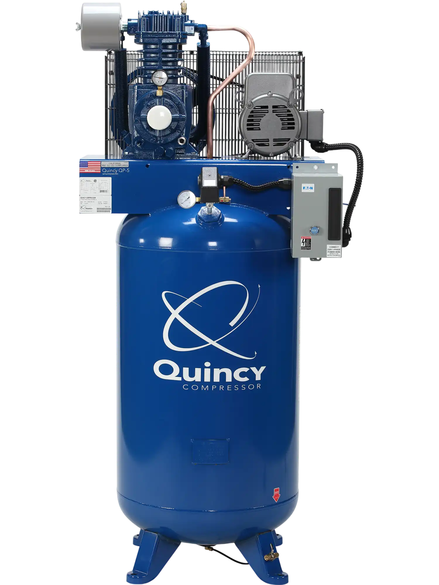 Quincy Compressor QP Vertical Air Compressor 5 HP, 80-Gallon, 230V, 1-Phase, 2-Stage New
