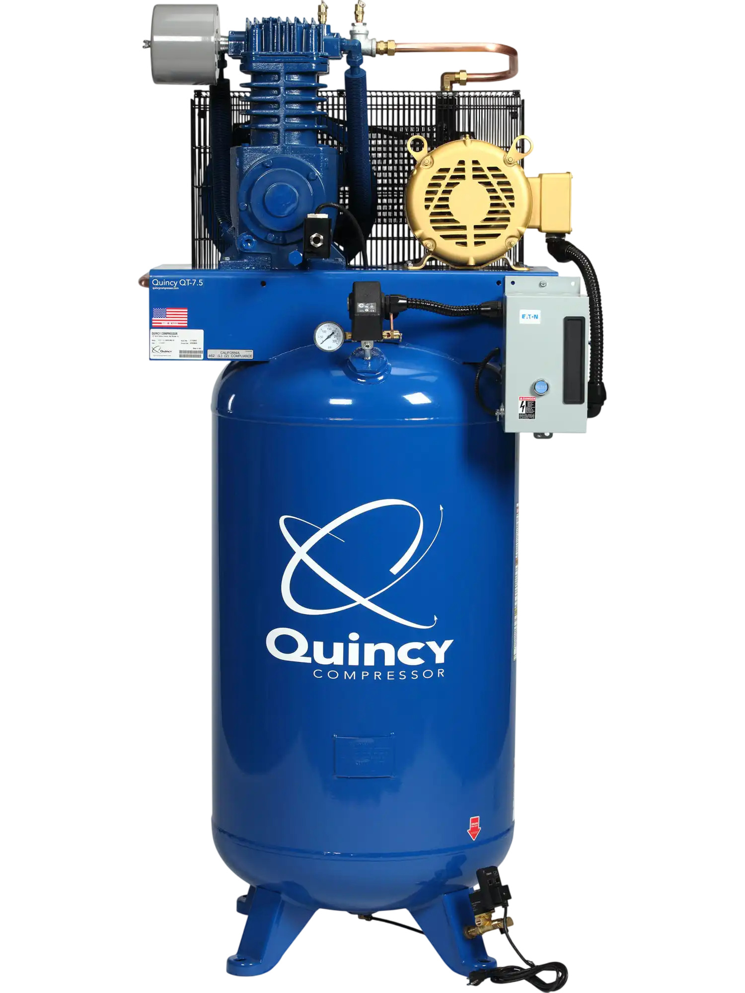 Quincy Compressor QT Air Compressor 7.5 HP, 80-Gal. Tank, 200V, 3-Phase, 2-Stage New