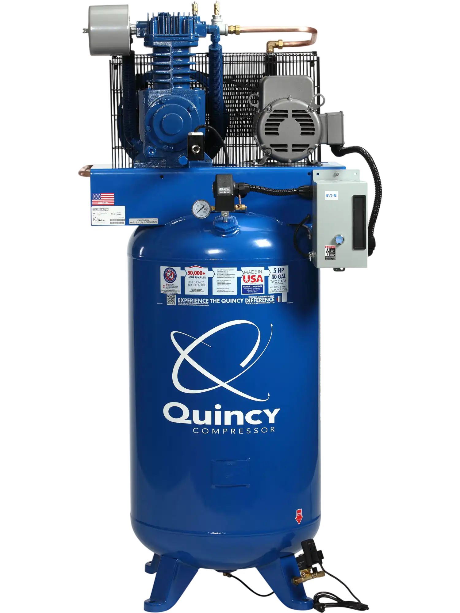 Quincy Compressor QT 2-Stage Air Compressor 5 HP, 80-Gal. Tank, 230V, 3-Phase New